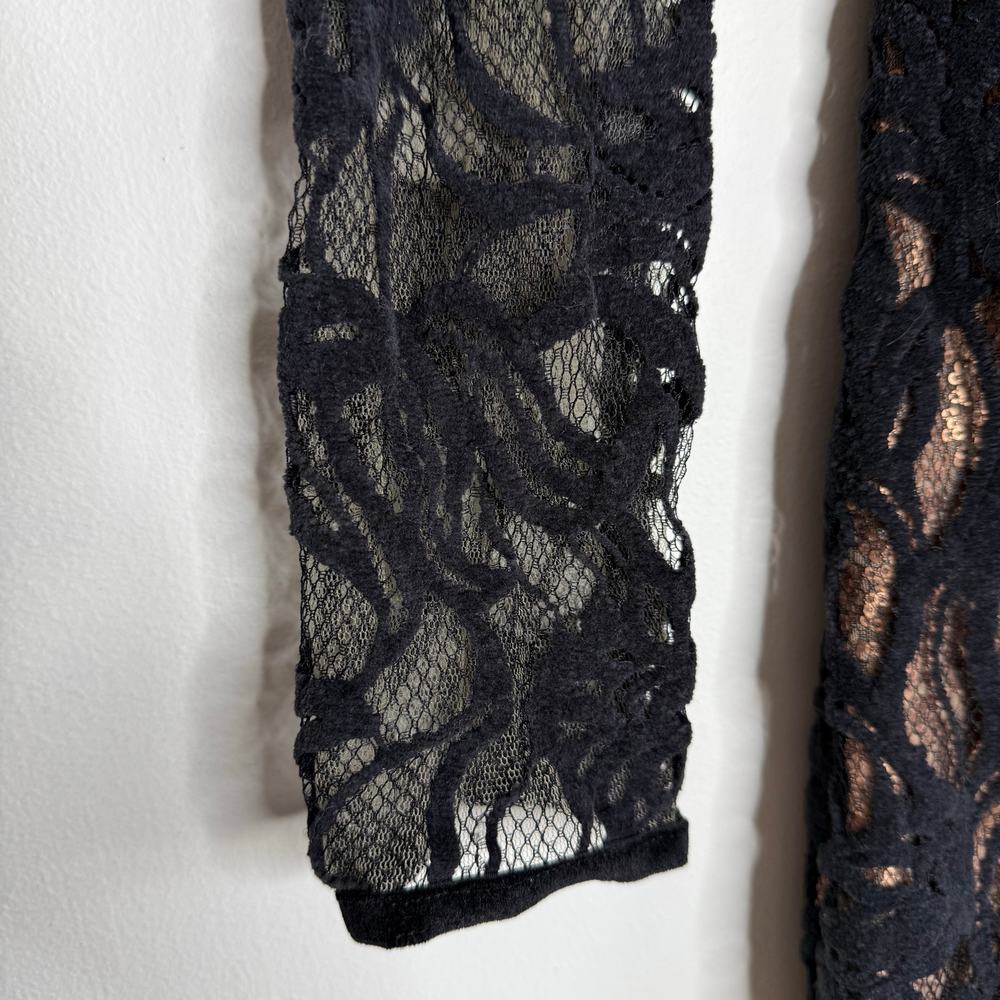 Tadashi Shoji Vita Sequin Floral Lace Over Bodycon Mini Dress 2 Black Sheath - Picture 7 of 13